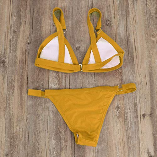 CheChury Bikini Mujer Conjuntos Brasileño Sexy Tanga Mujer Playa Ropa de Baño Traje de Baño Sexy Bañador de Baño Tops y Braguitas 2 Piezas Verano