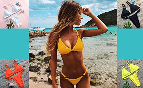 CheChury Bikini Mujer Conjuntos Brasileño Sexy Tanga Mujer Playa Ropa de Baño Traje de Baño Sexy Bañador de Baño Tops y Braguitas 2 Piezas Verano