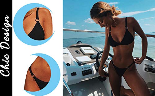 CheChury Bikini Mujer Conjuntos Brasileño Sexy Tanga Mujer Playa Ropa de Baño Traje de Baño Sexy Bañador de Baño Tops y Braguitas 2 Piezas Verano