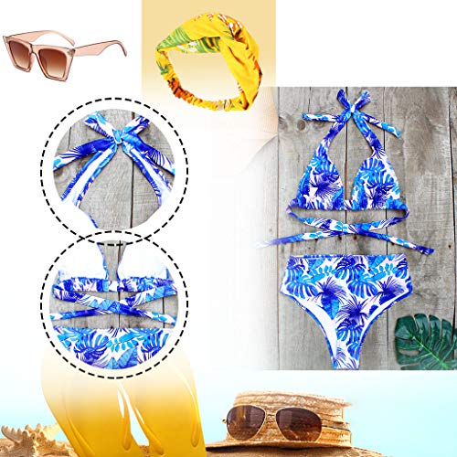 CheChury Bikini Mujer Push up Impresión Traje de baño Conjuntos Cintura Alta Bañador Mujer de Talle Alto Vintage Bikini Set para Mujer