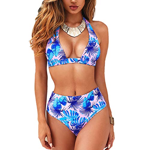 CheChury Bikini Mujer Push up Impresión Traje de baño Conjuntos Cintura Alta Bañador Mujer de Talle Alto Vintage Bikini Set para Mujer