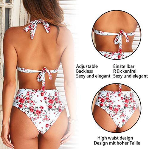 CheChury Bikini Mujer Push up Impresión Traje de baño Conjuntos Cintura Alta Bañador Mujer de Talle Alto Vintage Bikini Set para Mujer