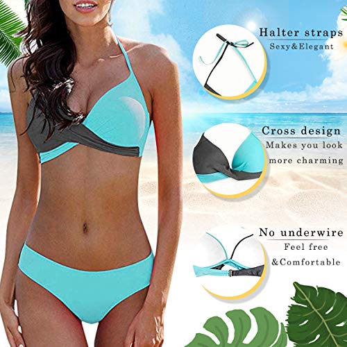 CheChury Bikinis Conjunto 2020 Sexy Push-Up Halter Traje de Baño Sexy Elegante Sólido Mujer Ropa de Playa Brasileños Bañador Talla Grande