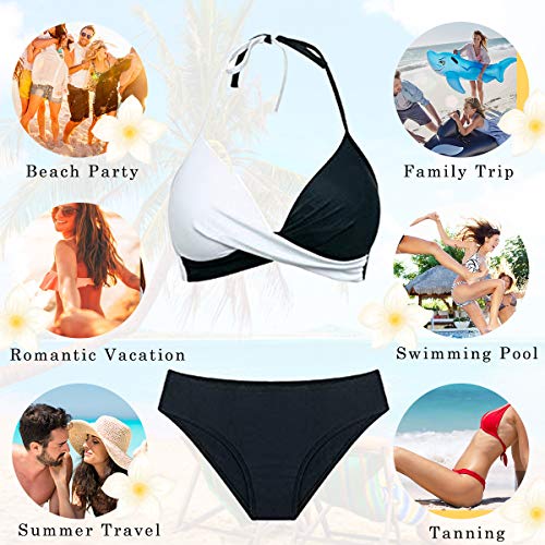 CheChury Bikinis Mujer 2021 Push Up Halter Bikini Traje de baño Acolchado Bra Tops y Braguitas Bikini Sets Talla Grande Bañador Vacaciones