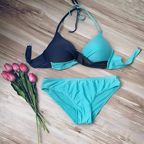 CheChury Bikinis Mujer 2021 Push Up Halter Bikini Traje de baño Acolchado Bra Tops y Braguitas Bikini Sets Talla Grande Bañador Vacaciones