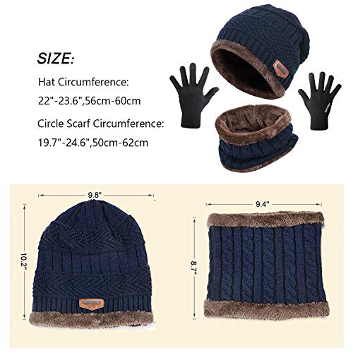 CheChury Bufanda Gorro Guantes Beanie Unisexo Set de Bufanda Conjunto de Guantes Táctiles Antideslizante Punto Sombreros Invierno Regalos Hombre Mujer