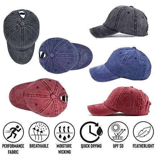 CheChury Gorra de Béisbol Mujer Cola de Caballo Gorra Beisbol Moda Algodón Lavado Ajustable Snapback Sombrero Trucker Gorra