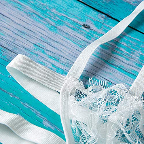 CheChury Lencería Sexy Erotica Babydoll Encaje Conjunto Lencería para Mujer G-String Ropa de Dormir Sujetador y Tanga Transparente Encaje Ropa Interior