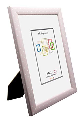 Chely Intermarket, Marco de Fotos 10x15 cm (Rosa Punto) Mod-206| Estilo Infantil-Juvenil | Marco de Madera para Decoración de Casa | Fotografías de Boda | moldura con Relieve.(206-10x15-0,20)