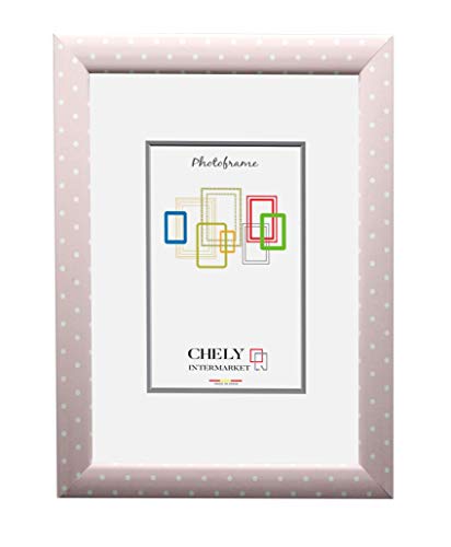 Chely Intermarket, Marco de Fotos 10x15 cm (Rosa Punto) Mod-206| Estilo Infantil-Juvenil | Marco de Madera para Decoración de Casa | Fotografías de Boda | moldura con Relieve.(206-10x15-0,20)