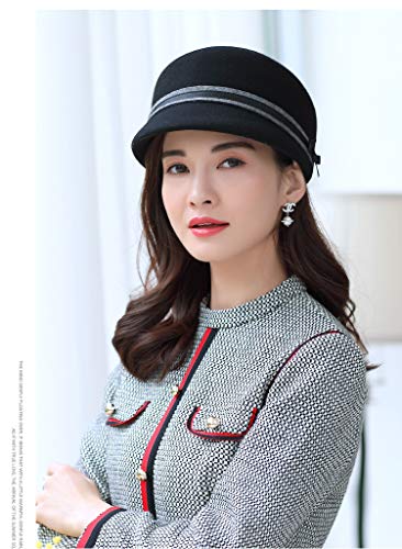 CHENGWJ Fedora Mujer Moda Lana Fieltro Caballero Sombreros Fedoras Sombreros De ala Corta Sombrero De Mujer Gorra Ecuestre