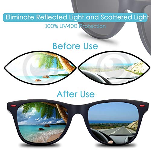 CHEREEKI Gafas de Sol Polarizadas, Gafas de Sol de Moda Hombre Mujer 100% Protección UV400 Gafas para Conducción (Negro-plata)