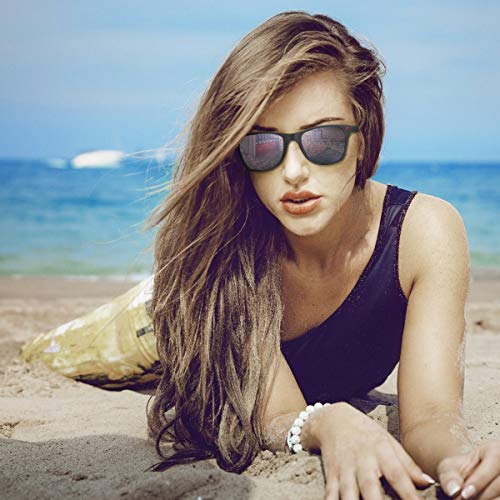 CHEREEKI Gafas de Sol Polarizadas, Gafas de Sol de Moda Hombre Mujer 100% Protección UV400 Gafas para Conducción (Negro-plata)
