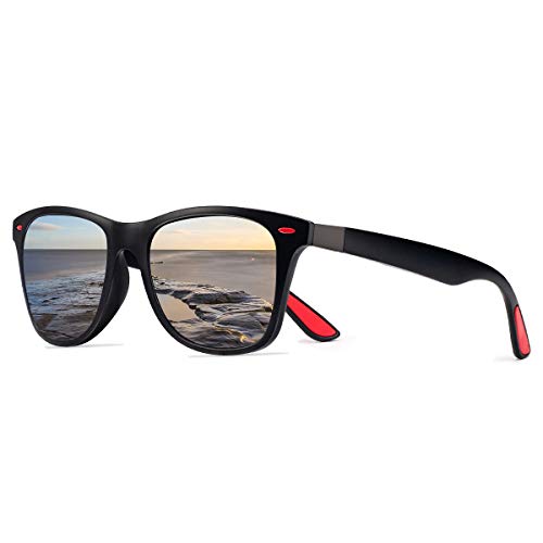 CHEREEKI Gafas de Sol Polarizadas, Gafas de Sol de Moda Hombre Mujer 100% Protección UV400 Gafas para Conducción (Negro-plata)