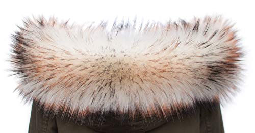 Chic Vibe Chal de piel sintética, cuello de imitación de pelo de zorro, para capucha, lavable Patrón de tortuga. 75 cm