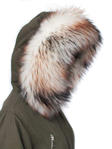 Chic Vibe Chal de piel sintética, cuello de imitación de pelo de zorro, para capucha, lavable Patrón de tortuga. 75 cm