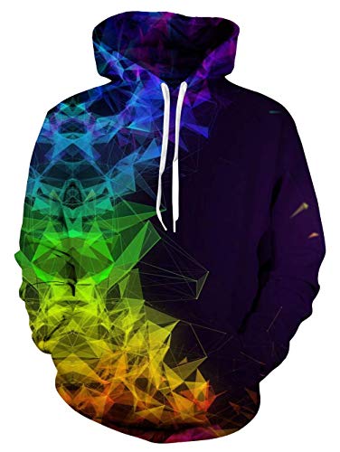 chicolife Unisex Realista 3D Impreso Athletic Pullover Sudaderas con geometría para Hombres Mujeres