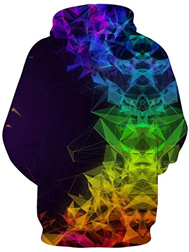 chicolife Unisex Realista 3D Impreso Athletic Pullover Sudaderas con geometría para Hombres Mujeres