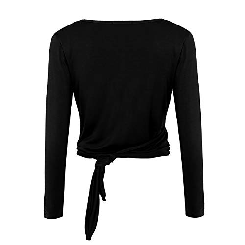 CHICTRY Bolero Mujer Danza Ballet Latino Manga Larga Cardigan Wraps Toreras Tops de Baile Chaquetas de Danza del Vientre para Vestido Gimnasia Elegante Negro Large