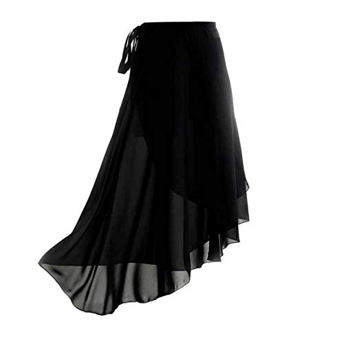 CHICTRY Falda Larga de Flamenca Falda de Danza para Mujer Chica Falda de Ballet Elástica Danza Moderna Pole Danza Yoga Ballet Baile Elegante Dancewear Maillot de Danza Negro E M