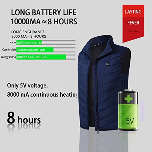 Chnrong Chaleco Calefactable EléCtrico, Chaleco Térmico Eléctrico Lavable Hombres y Mujeres Temperatura Ajustable USB Chaleco Cálido de Invierno para Cámping Excursionismo Esquiar