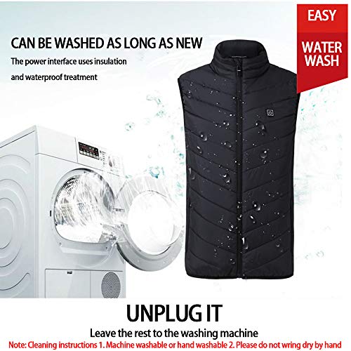 Chnrong Chaleco Calefactable EléCtrico, Chaleco Térmico Eléctrico Lavable Hombres y Mujeres Temperatura Ajustable USB Chaleco Cálido de Invierno para Cámping Excursionismo Esquiar
