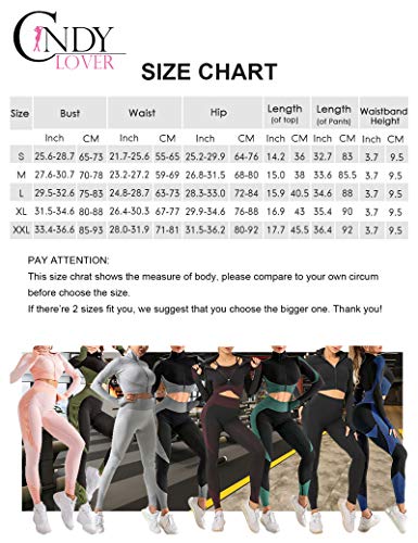 CINDYLOVER Conjunto Deporte Yoga Chándales 2 Piezas - Ropa Fitness para Mujer Pantalón Leggins Deportiva Top de Running de Manga Larga Ropa Deportiva sin Costura Rosa XL