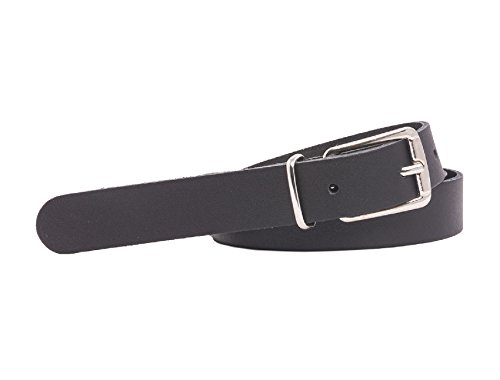 Cinturón de cuero - Fino - 2 cm de ancho - De 85 a 130 cm de largo - Negro - 115 cm