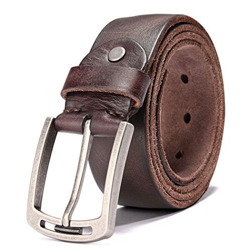 Cinturón de cuero HZHY para hombre, con hebilla antiarañazos, ideal para usar con vestimenta informal, vaqueros y ropa de trabajo, hombre, Type 1-2, 105cm ( Waist 30''- 35'' )