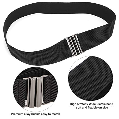 Cinturón elástico ancho de las mujeres Cinturón elástico Vestido de moda Cintura (M (28"-32"))