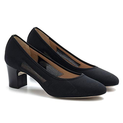 CINZIA VALLE - Black Net Fabric Cinzia Valle 8262 Heeled Pump - 8262RETINO Nero - 40