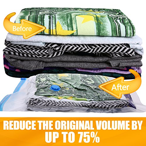 CITÉTOILE Bolsas de Almacenaje al Vaci?o 5 Pieza (50 x 70 cm) Almacenamiento Comprimido Vacío Reutilizables para la Ropa, Edredones, Ropa de Cama, Viajar con Equipaje de Mano Libre Sello Doble