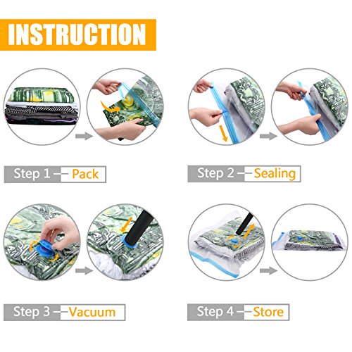CITÉTOILE Bolsas de Almacenaje al Vaci?o 5 Pieza (50 x 70 cm) Almacenamiento Comprimido Vacío Reutilizables para la Ropa, Edredones, Ropa de Cama, Viajar con Equipaje de Mano Libre Sello Doble