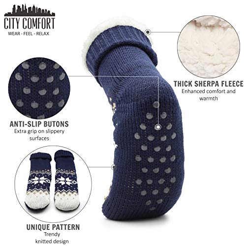 CityComfort Calcetines Para Estar Por Casa Hombre | Calcetines Calentitos Hombre | Par De Calcetines Hombre De Calidad | Calcetines Con Suela Antideslizante | Calcetines Gorditos Hombre 37-41