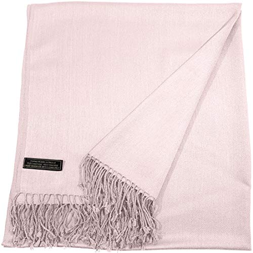 CJ Apparel Baby Pink Solid Colour Design Nepalese Shawl Pashmina Scarf Wrap NEW