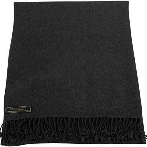 CJ Apparel Negro 100% Cachemira Chales Hecho a Mano de Nepal Chal Bufanda Envolver Pashmina NUEVO