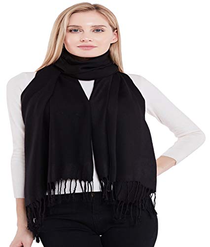 CJ Apparel Negro 100% Cachemira Chales Hecho a Mano de Nepal Chal Bufanda Envolver Pashmina NUEVO