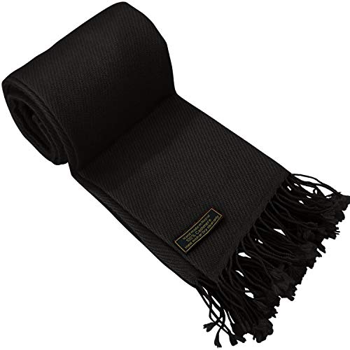 CJ Apparel Negro 100% Cachemira Chales Hecho a Mano de Nepal Chal Bufanda Envolver Pashmina NUEVO