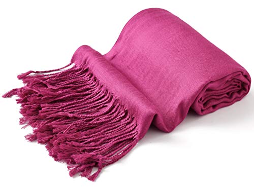 CJ Apparel Rosa Fucsia Diseño Sólido Color Chal Pashmina Abrigo de la Bufanda de la Estola NUEVO