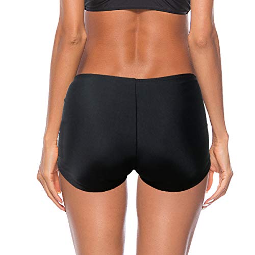 cjixnji Shorts de baño de Mujer,Traje de baño Atractivo de Las señoras Bikini de Talle Alto Trajes de baño Pantalones Cortos Cortos Traje de baño Ropa de Playa Negro (L)