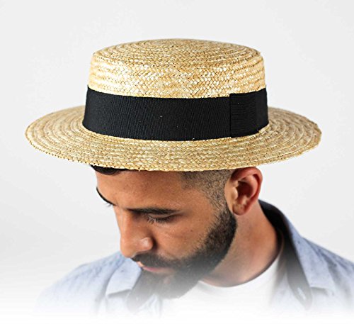Classic Italy - Sombrero Gondolero Canotier Canotier - Talla 58 cm - Naturel