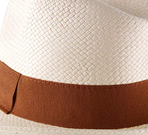 Classic Italy - Sombrero panamá Classic Paja Large - Talla 59 cm - Creme-Marron