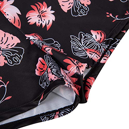 Clearlove Bañador de una pieza para mujer, con volantes, estilo retro, para la playa (paquete multiuso) Diseño de flores rosas y negras. M