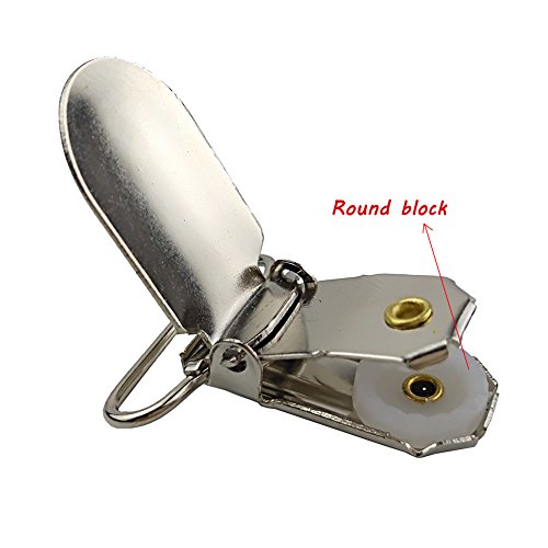 Clips de tirantes de metal con inserciones redondas, ideales para chupetes, clips de babero o soporte de juguetes (20)