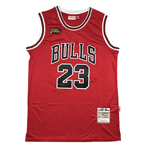 CLKI Camiseta de baloncesto de Michael Jordan con logotipo de la final, Bulls clásico retro swingman jerseys, cómoda sudadera roja A-L