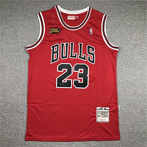 CLKI Camiseta de baloncesto de Michael Jordan con logotipo de la final, Bulls clásico retro swingman jerseys, cómoda sudadera roja A-L