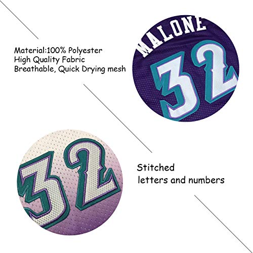 CLKJ Jazz # 32 Karl Malone 1996-1997 - Camiseta de baloncesto retro para hombre, sin mangas, secado rápido, transpirable, de malla, color morado, XL