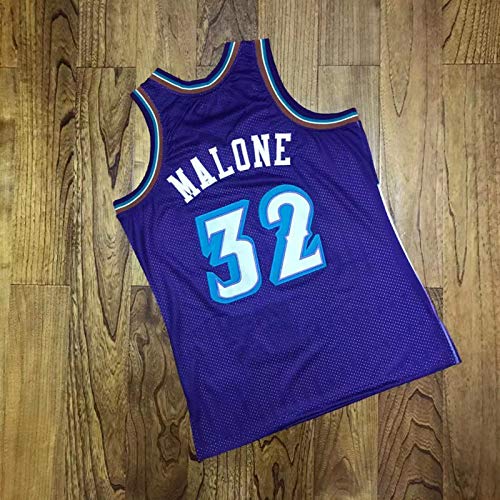 CLKJ Jazz # 32 Karl Malone 1996-1997 - Camiseta de baloncesto retro para hombre, sin mangas, secado rápido, transpirable, de malla, color morado, XL