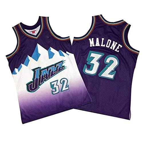 CLKJ Jazz # 32 Karl Malone 1996-1997 - Camiseta de baloncesto retro para hombre, sin mangas, secado rápido, transpirable, de malla, color morado, XL