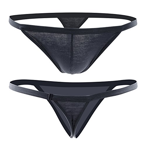 Closecret Tangas para Hombre, Hombre Ropa Interior de Algodón se Ponen 5pcs G-Strings (XL(Cintura:99-104cm), Todos Negros)